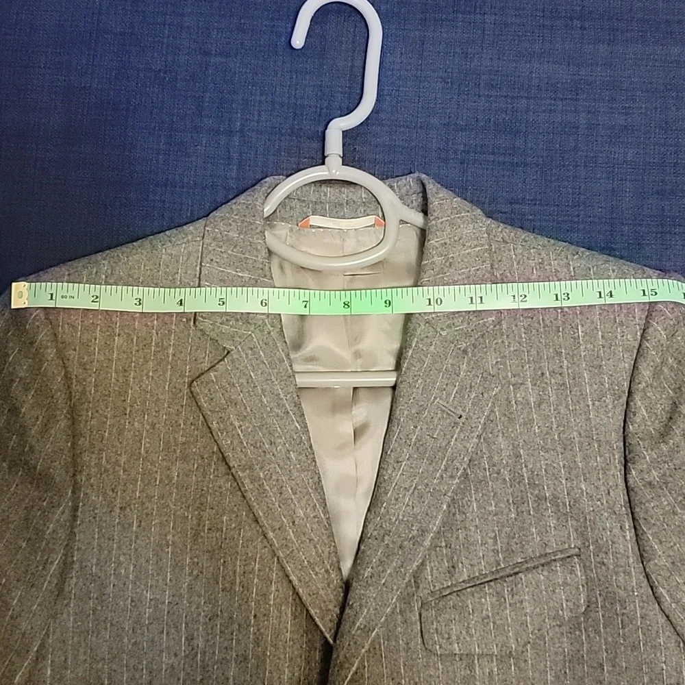 Slim Fit Striped Blazer, Wool, 4 Button Clouser, Size 38 REG, 4 hidden p…